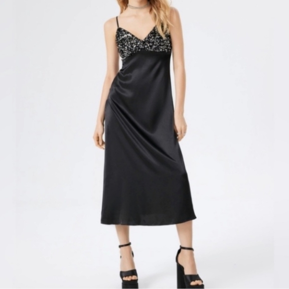 House of Harlow 1960 Dresses & Skirts - NWT House of Harlow 1960 Sequined Black Satin Slip Dress